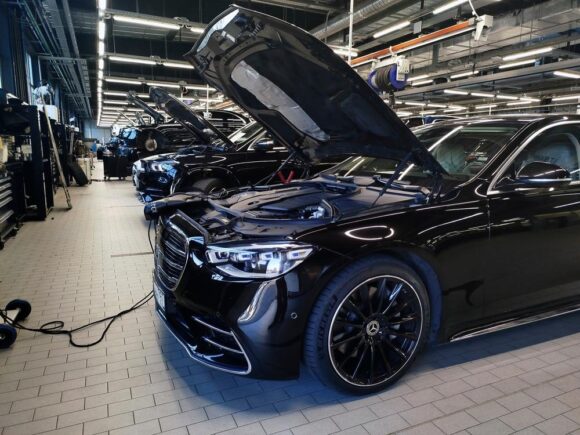 Mercedes-Benz repairs in progress at Exclusively Imports in Whittier, CA